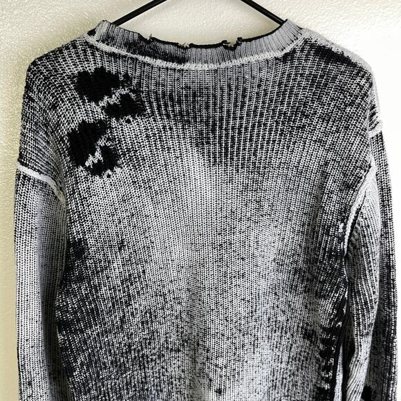 SER.O.YA Distressed Sweater XS Womens Black White Pullover Punk Grunge Goth NWOT - Picture 7 of 8